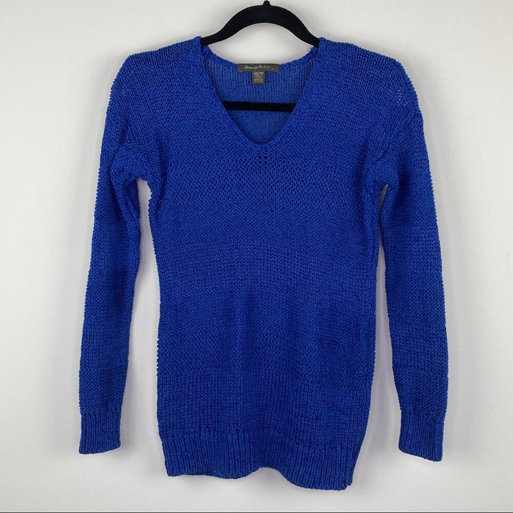Tommy Bahama Women's Sweater Blue Size XS V‎ Neck Cotton Blend